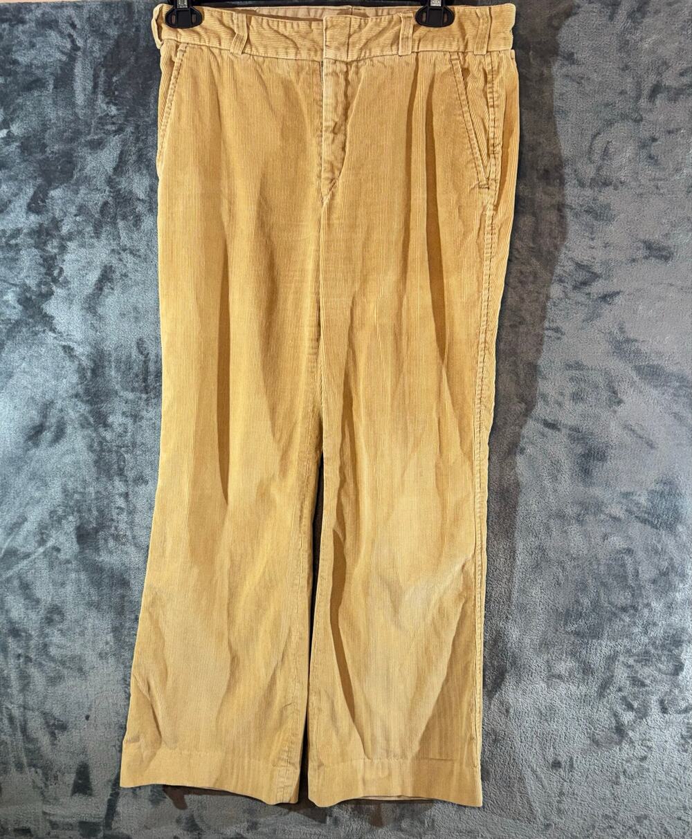 Mens Baggy Wide Leg Corduroy Pants Honey Tan Sz 36 European Chic Poland 34x32 US